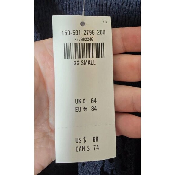 Abercrombie & Fitch Mini Dress Sz XXS Black Floral Embroidered Ruched LBD Boho - Picture 10 of 16